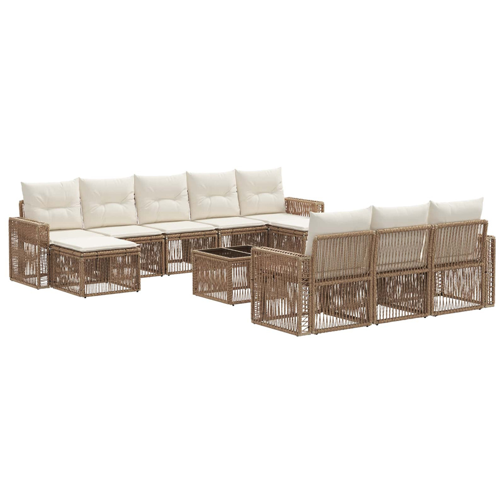 Ensemble de canapé de jardin 11 pcs beige et blanc crème