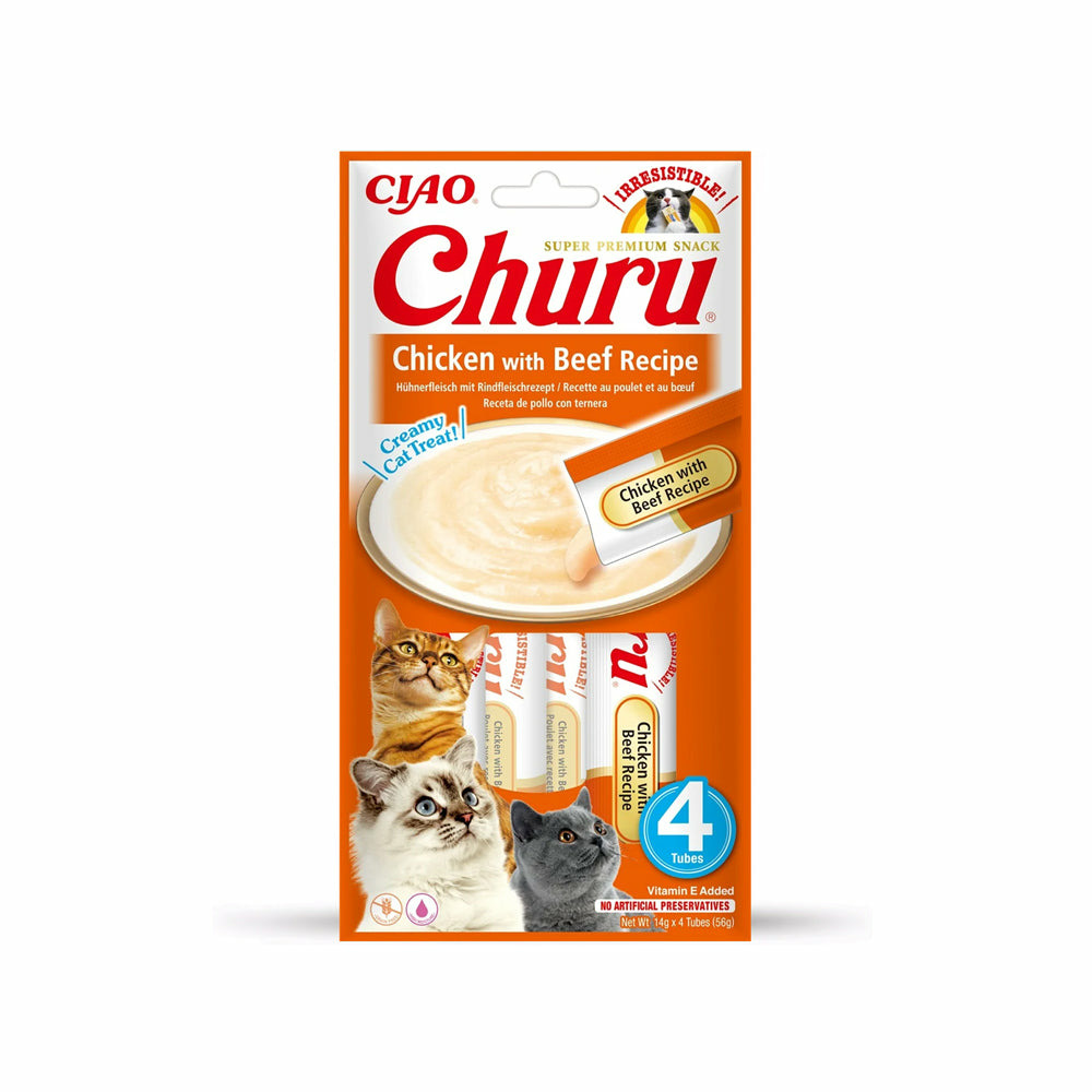 Inaba – churu poulet & boeuf – sticks crémeux pour chat