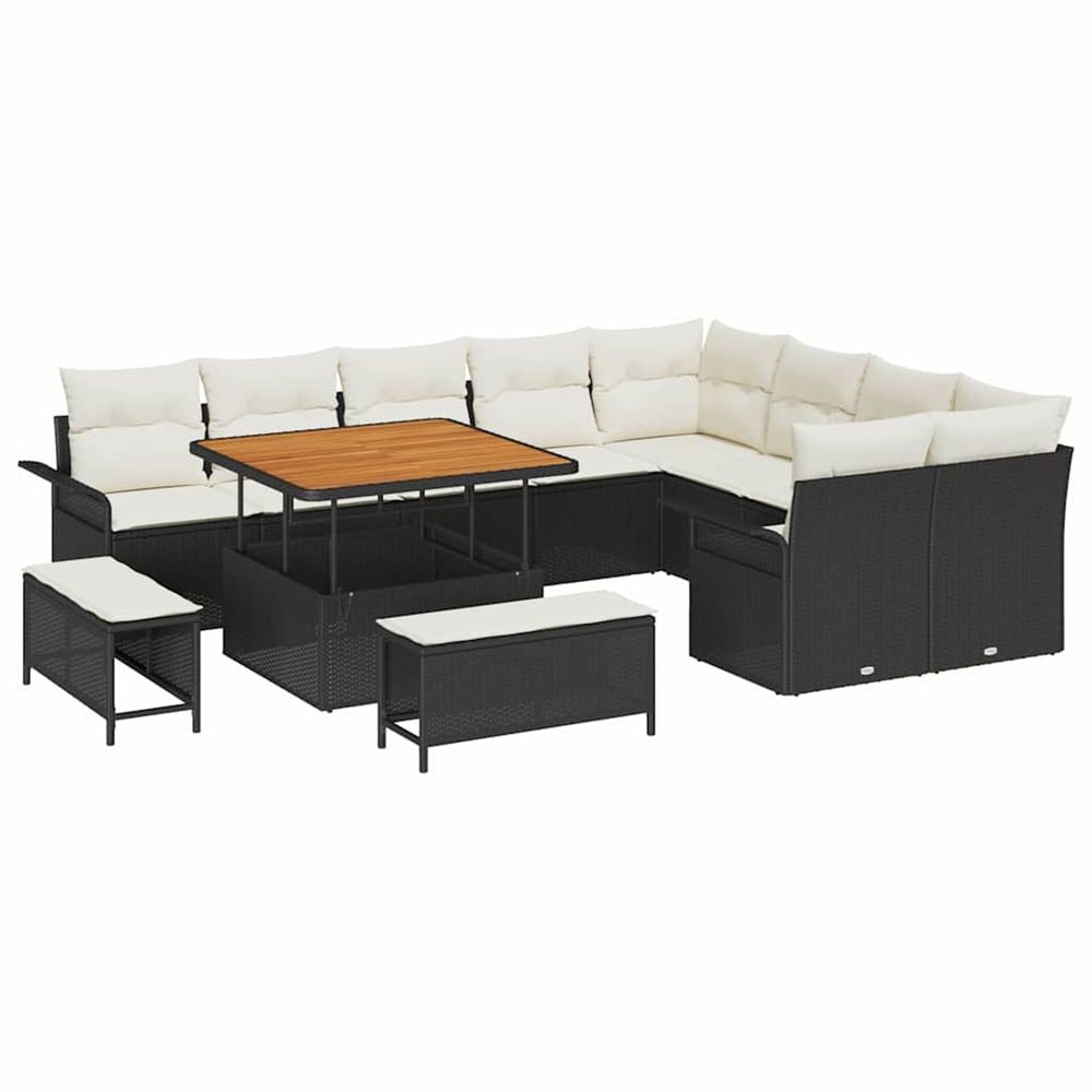 Ensemble de canapé de jardin 12 pc noir polyrotin