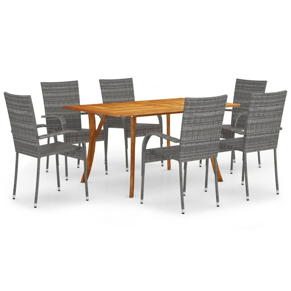 Ensemble à manger de jardin 7 pcs gris