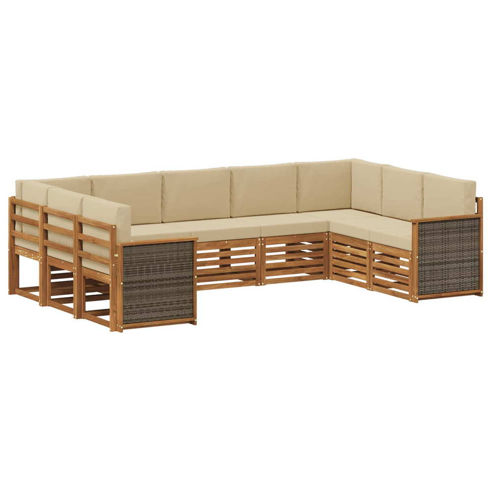 Ensemble de canapé d'angle avec coussin 7 pcs naturel