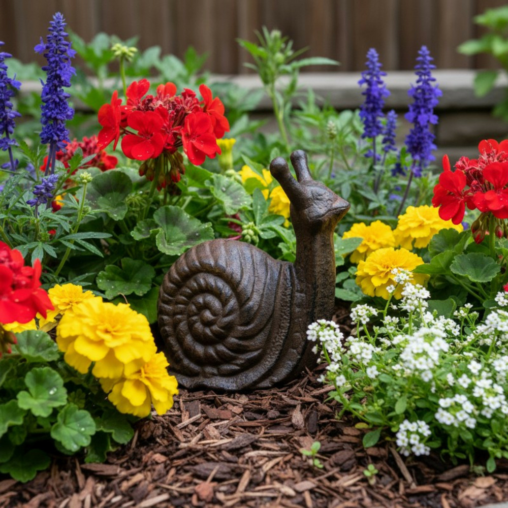 Figurine escargot en fonte 15x9x14cm