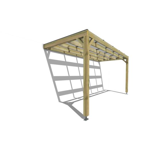Pergola bois • 5m x 2m • adossée • sens largeur • couverture étanche transparente incluse • livraison comprise