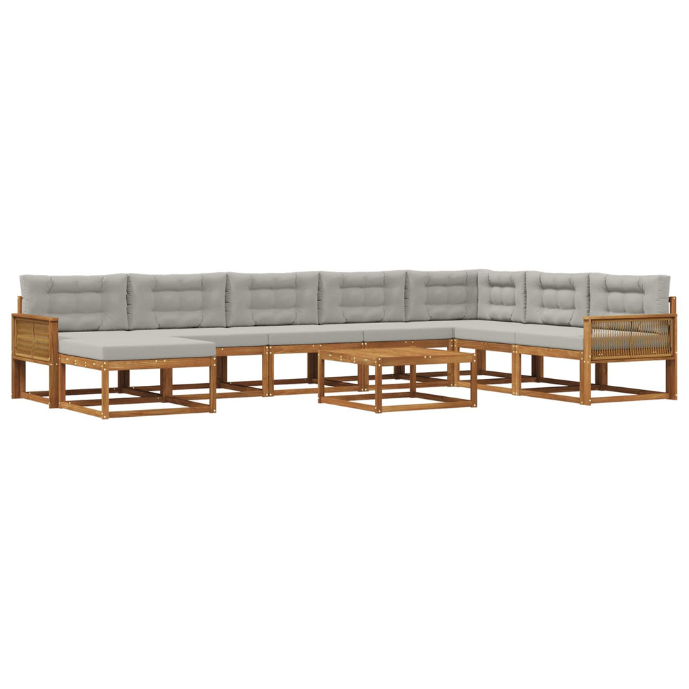 Ensemble de canapés d'extérieur 9 pcs naturel et gris clair