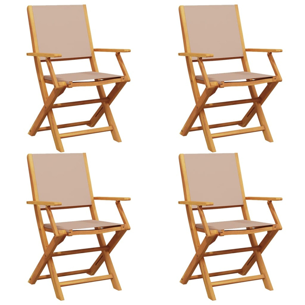 Chaises de jardin pliantes lot de 4 taupe tissu et bois massif