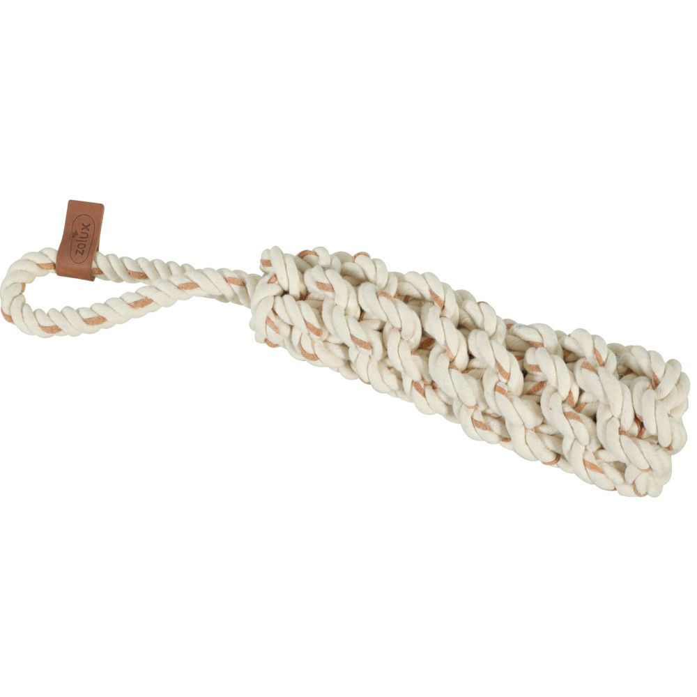 Jouet a poignee leather touch corde et cuir pour chien 35 cm - zolux