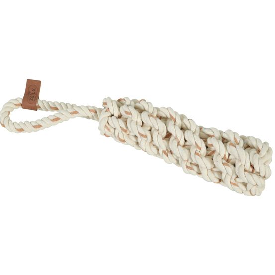Jouet a poignee leather touch corde et cuir pour chien 35 cm - zolux