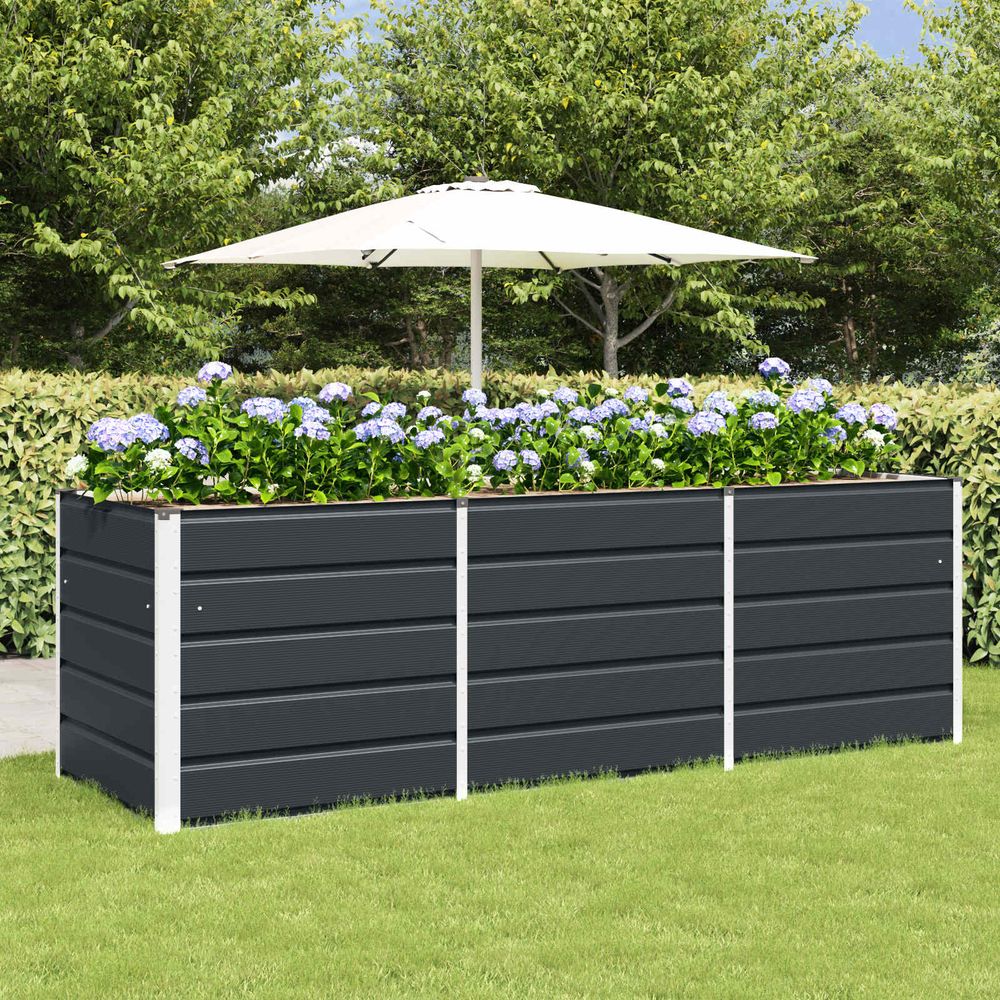 Carré potager surélevé xxl acier très grande capacité jardin 240x80x75 cm anthracite