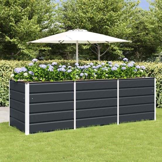Carré potager surélevé xxl acier très grande capacité jardin 240x80x75 cm anthracite