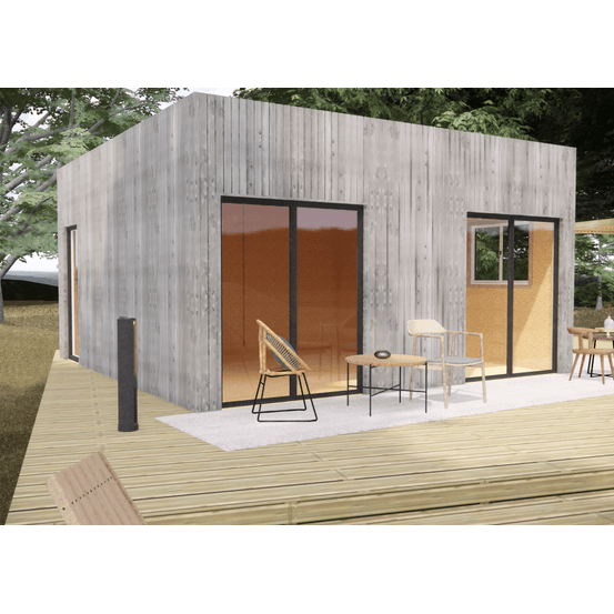 Studio de jardin bien isolé en bois 5,5 x 5,7 x 3,2 m / isolation re2020