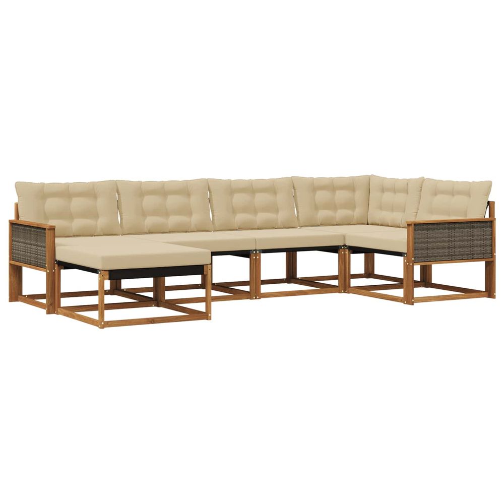 Ensemble de canapés d'extérieur 6 pc naturel et beige