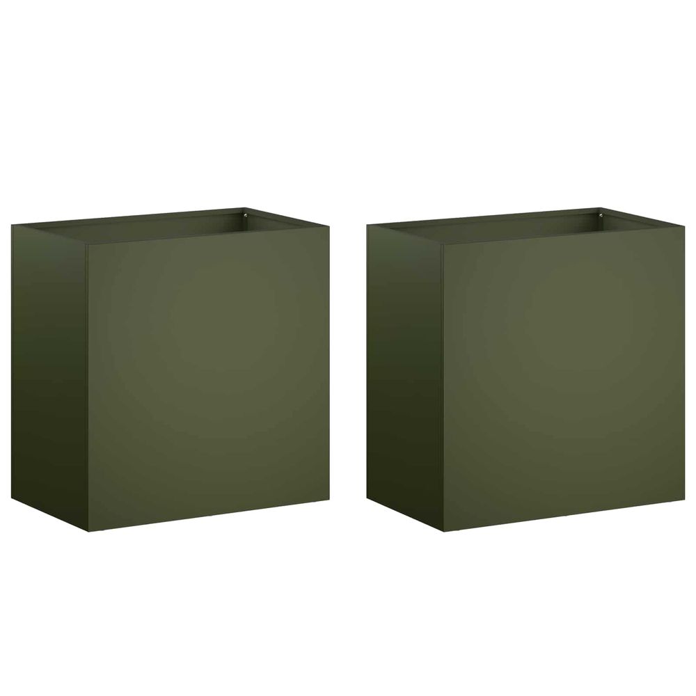 Cache-pot de jardin 2 pc vert olive 50 x 30 x 40 cm