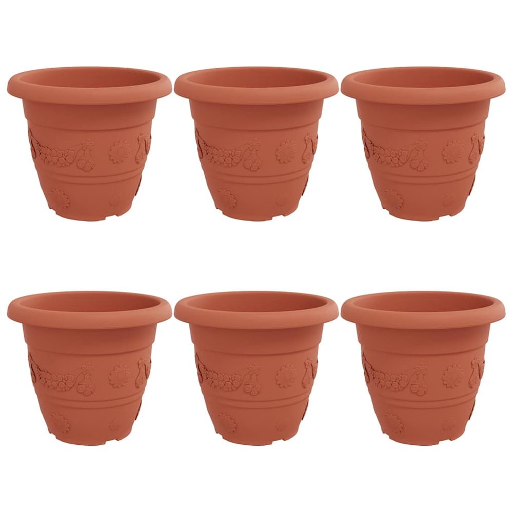 Pot à fleurs rond 6 pc rouge brique ø 39 x 32 cm plastique