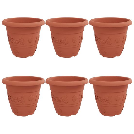 Pot à fleurs rond 6 pc rouge brique ø 39 x 32 cm plastique