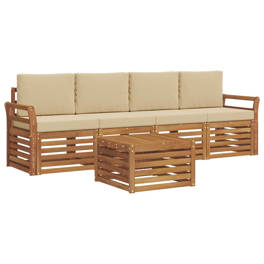 Ensemble de canapés d'extérieur 5 pc naturel et beige