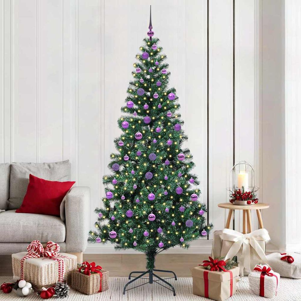 Arbre de noël complet 210 cm avec 300 led et 120 décorations