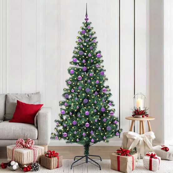 Arbre de noël complet 210 cm avec 300 led et 120 décorations