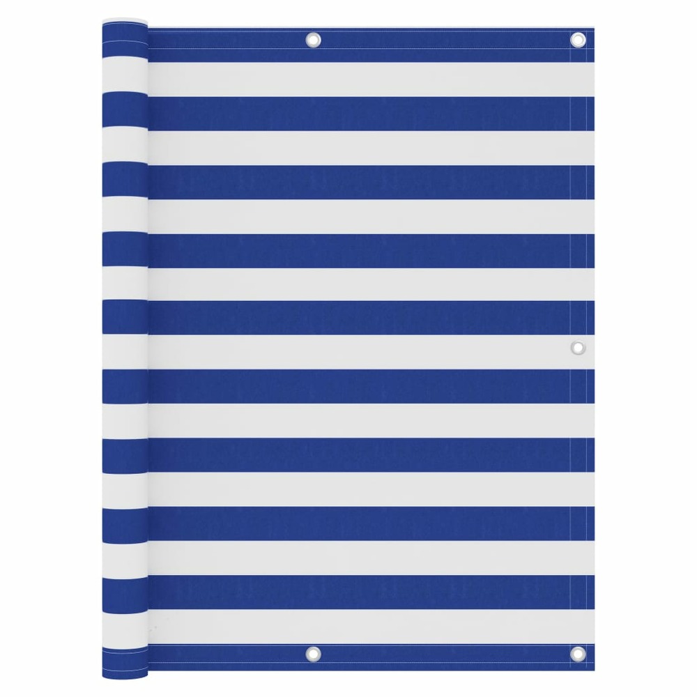 Écran de balcon blanc et bleu 120x400 cm tissu oxford