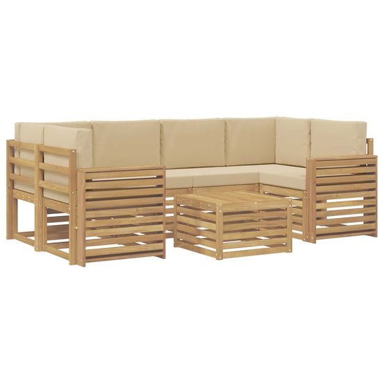 Ensemble de canapés d'extérieur 7 pc blanc et beige polyester