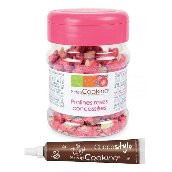 Pralines rose concassées 145 g + 1 stylo chocolat