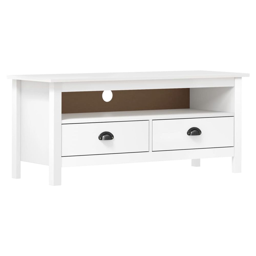 Meuble tv hill range blanc 110x40x47 cm bois de pin solide