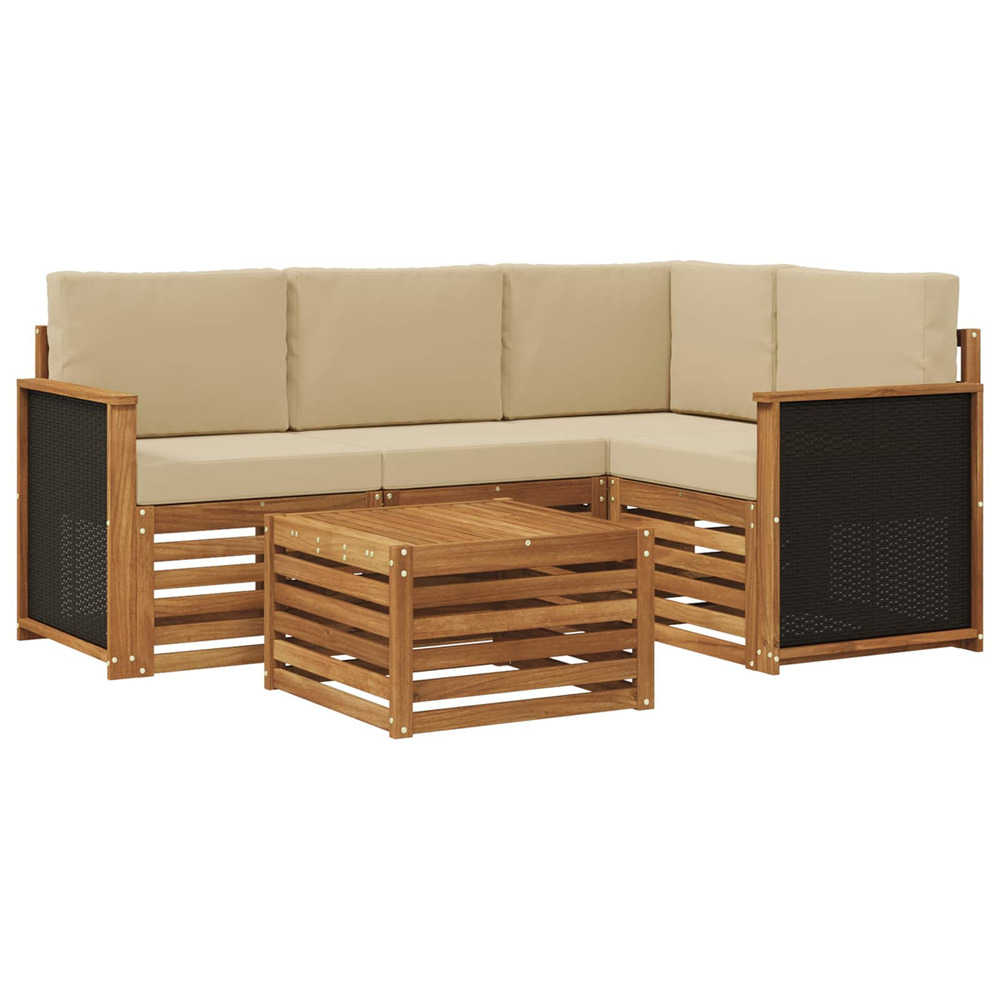 Ensemble de canapés d'extérieur 5 pcs naturel et beige