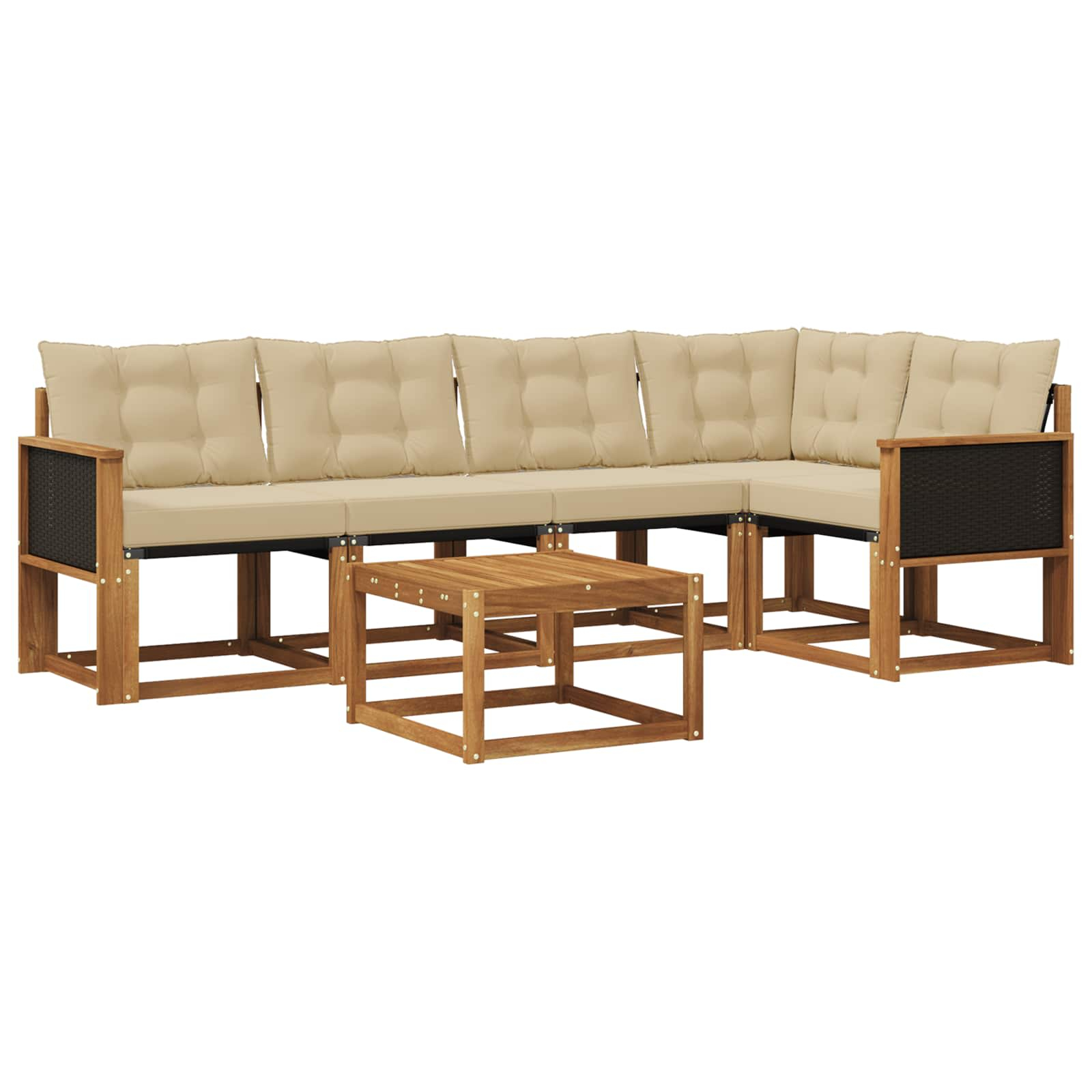 Ensemble de canapés d'extérieur 6 pcs naturel et beige