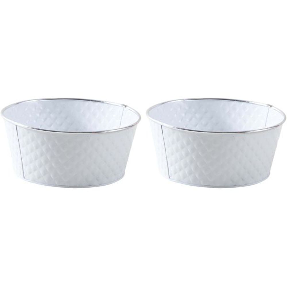 Corbeille ronde en métal laqué blanc (lot de 2)