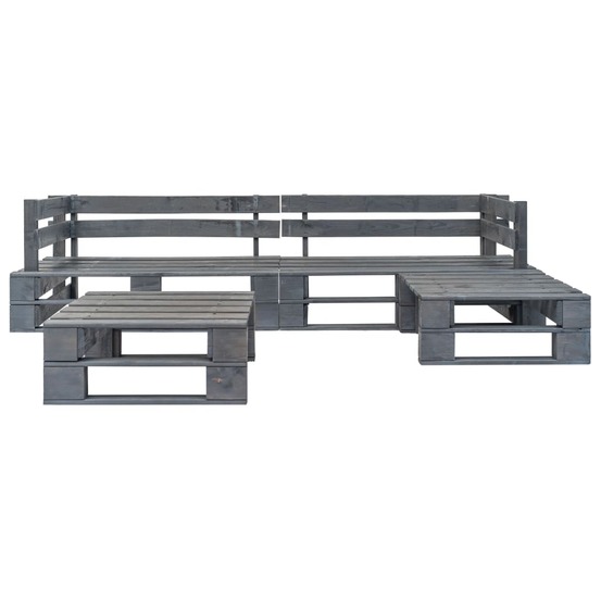 Salon de jardin palette 4 pcs bois gris