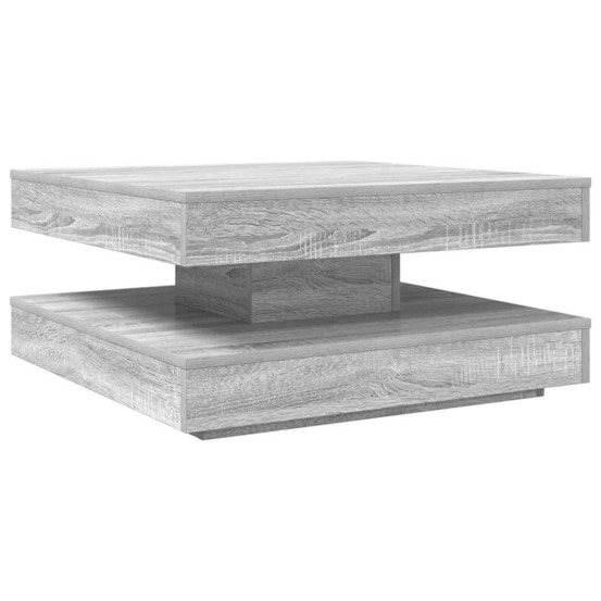 Table basse rotative à 360 degrés sonoma gris 70x70x34,5 cm