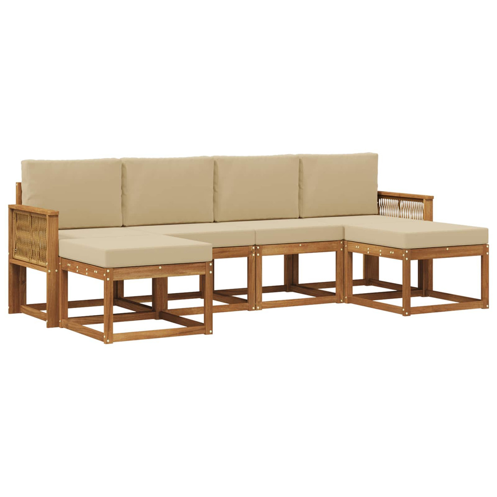 Ensemble de canapés d'extérieur 6 pcs naturel et beige