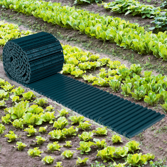 Chemin de potager 5m déroulable en plastique vert pour jardin