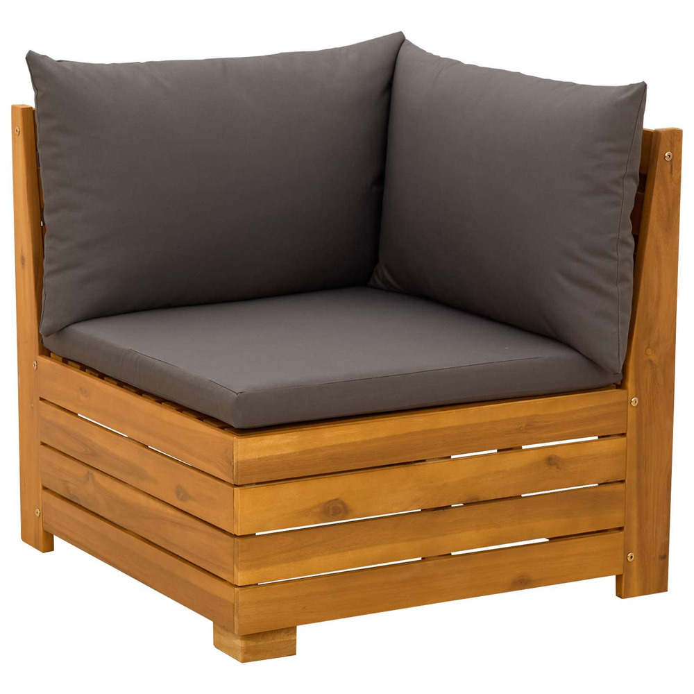 Canapé d'angle de jardin bois d'acacia massif marron