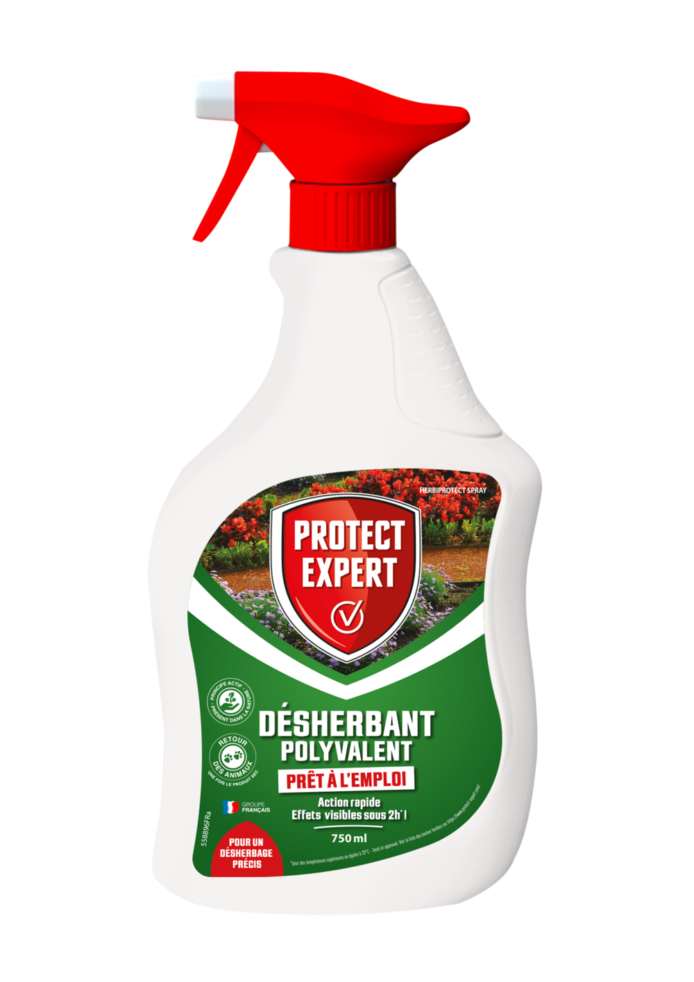 Protect expert pulvérisateur désherbant - prêt à l'emploi - polyvalent - effets visibles sous 2h - 750ml - 7,5m² traités