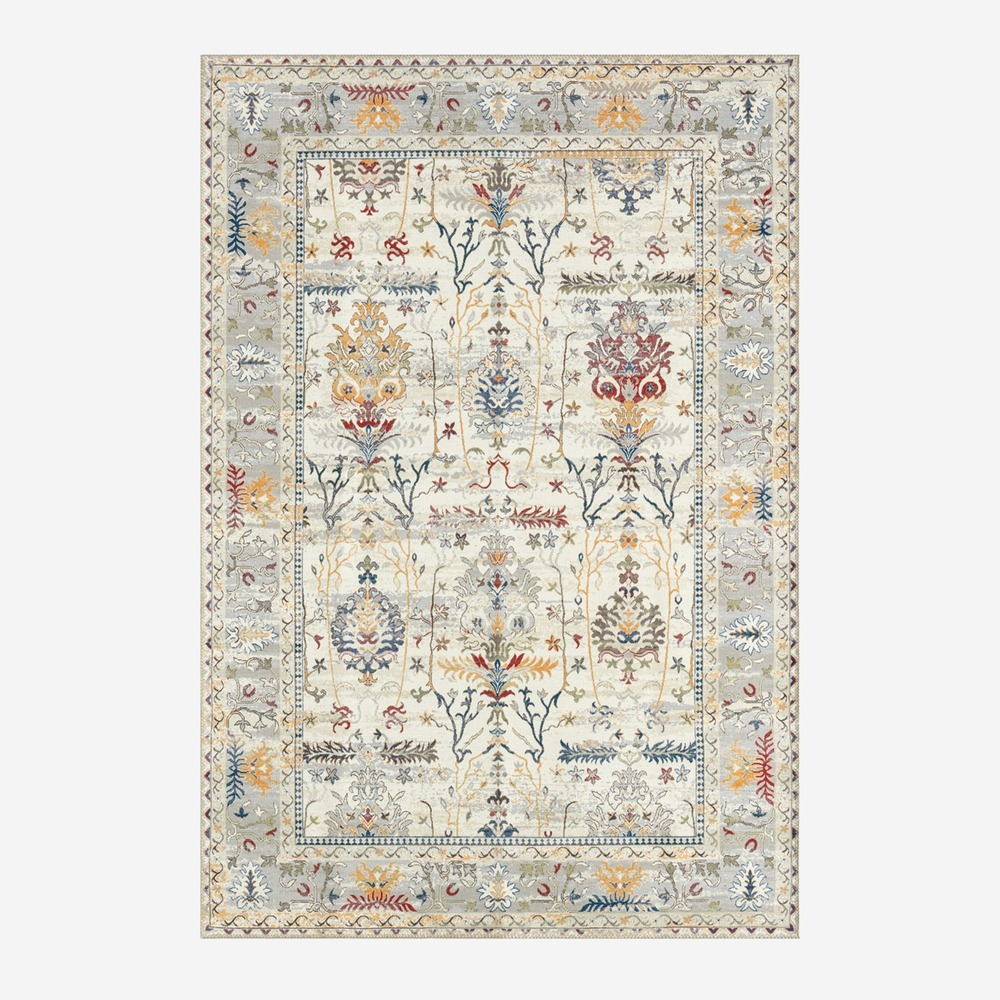 Tapis intérieur motif oriental / persan bleu, jaune, rouge, blanc - cavy