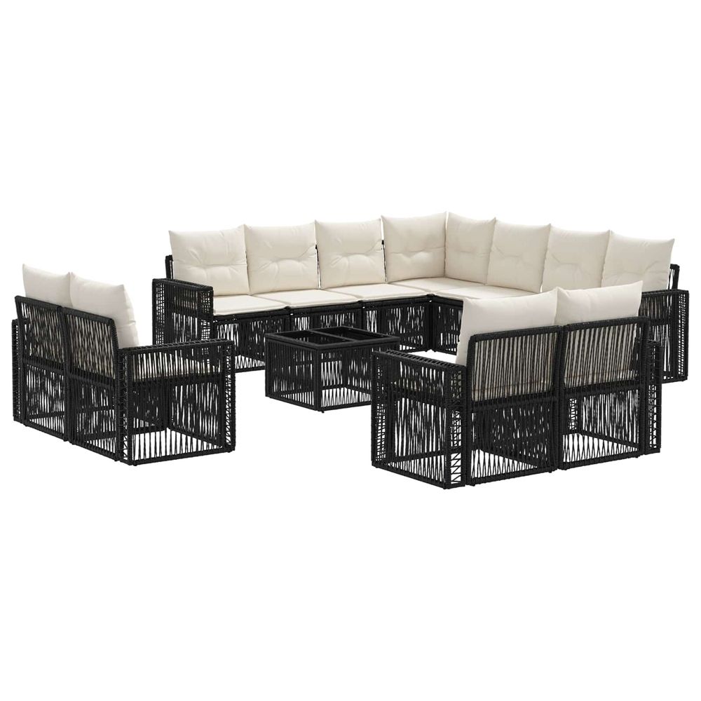 Ensemble de canapé de jardin 12 pc noir et blanc crème