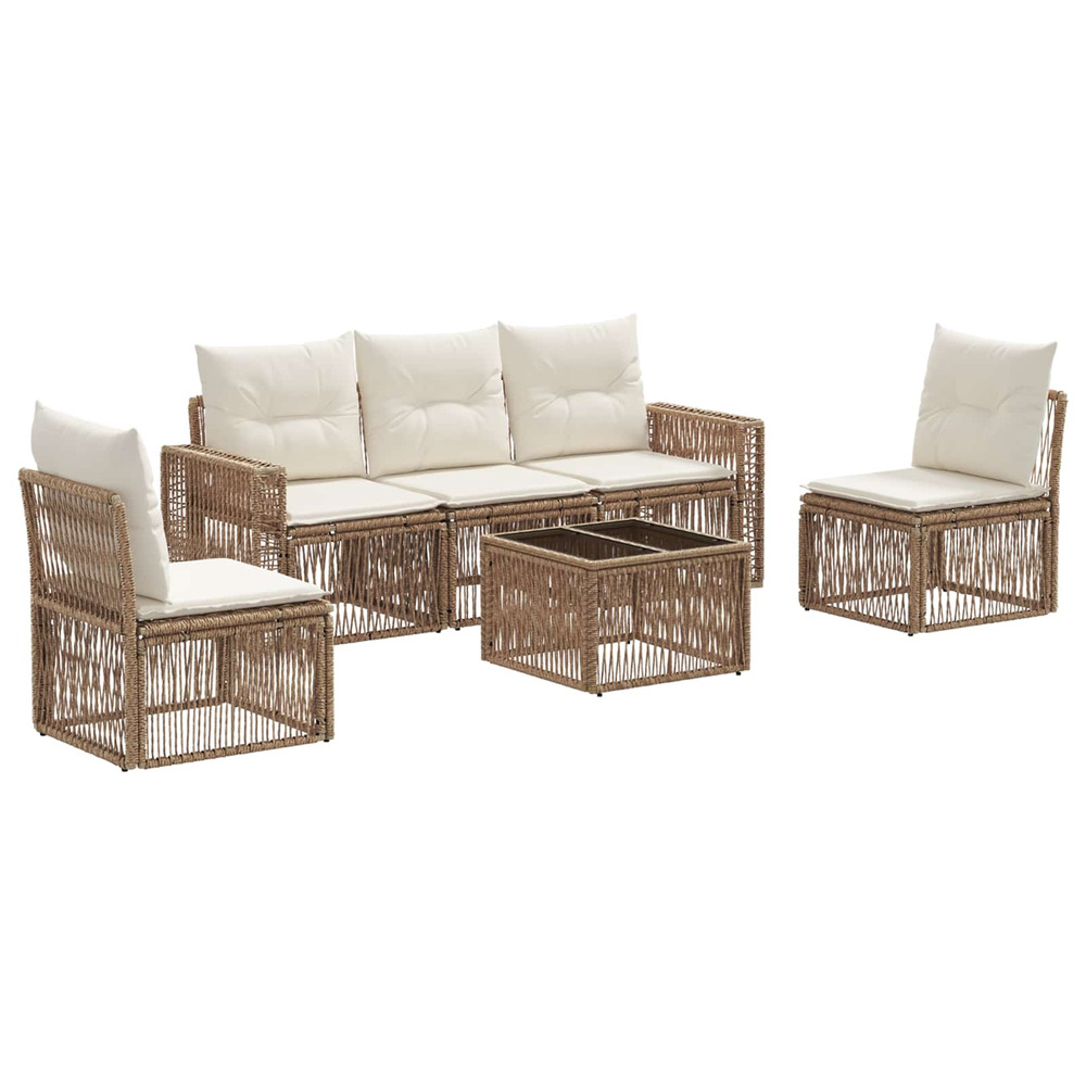 Ensemble de canapé de jardin 6 pcs beige et blanc crème