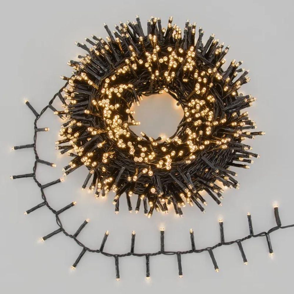 Guirlande boa minicluster musical pir 2000 led blanc chaud 40m 7 jeux de lumière ip44 lotti