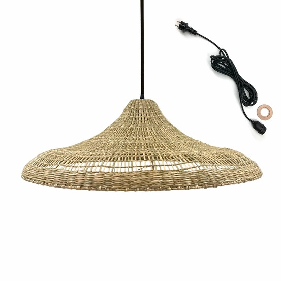 Suspension d'extérieur freya large bois herbe marine d70 cm