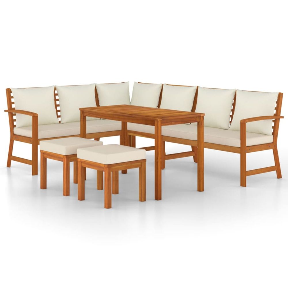 Ensemble à manger de jardin coussins 7 pcs bois acacia