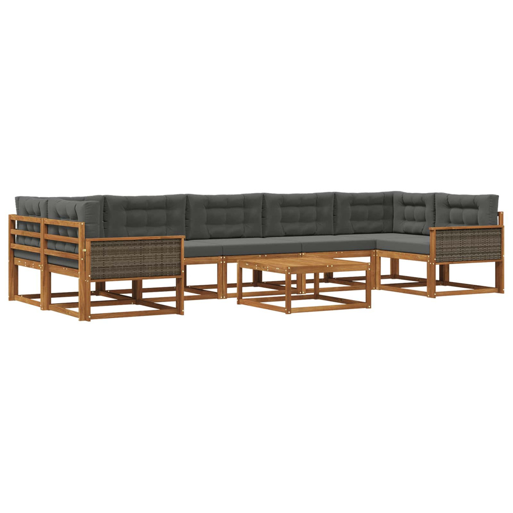 Ensemble de canapés d'extérieur 8 pcs naturel et anthracite