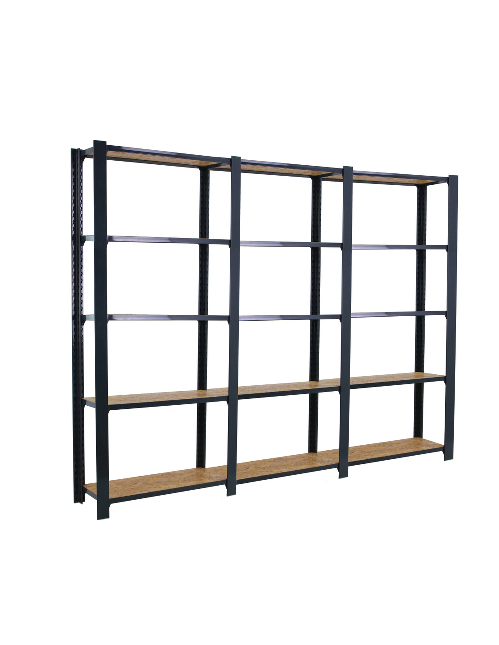Etagère légère sans vis officlick 5/300 wood 2400 antracite/osb antracite/osb 2100x2400x300 - simonrack