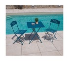 Florone - ensemble table et chaises de jardin - 2 places - bleu canard