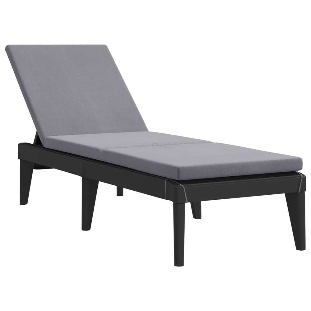 Chaise longue avec coussin anthracite 186x60x29 cm pp bain de soleil