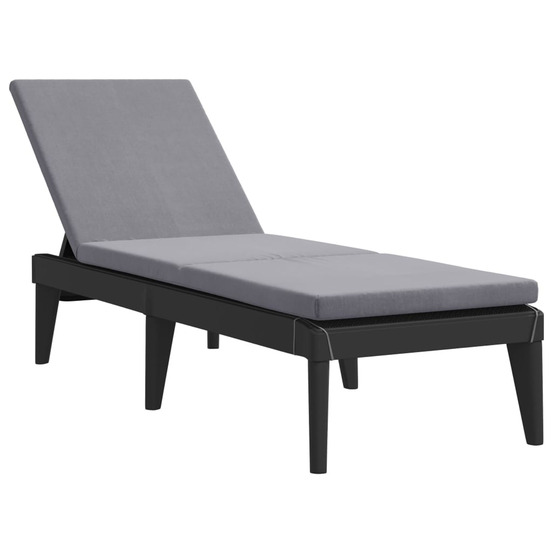 Chaise longue avec coussin anthracite 186x60x29 cm pp bain de soleil