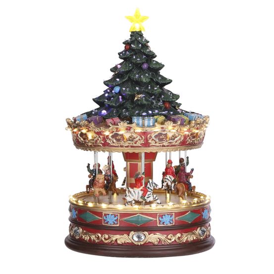 Luville village de noël miniature carrousel- l22 x l22 x h35 cm