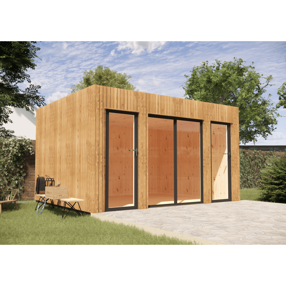 Studio de jardin re2020 en bois 4,4 x 3,5 x 2,7 m / isolation re2020 avec plancher isolé / menuiseries alu k-line