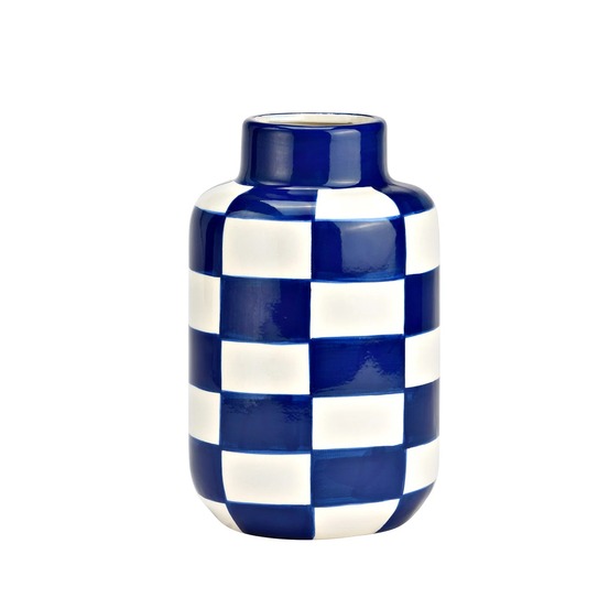 Vase en céramique a carreaux bleu et blanc