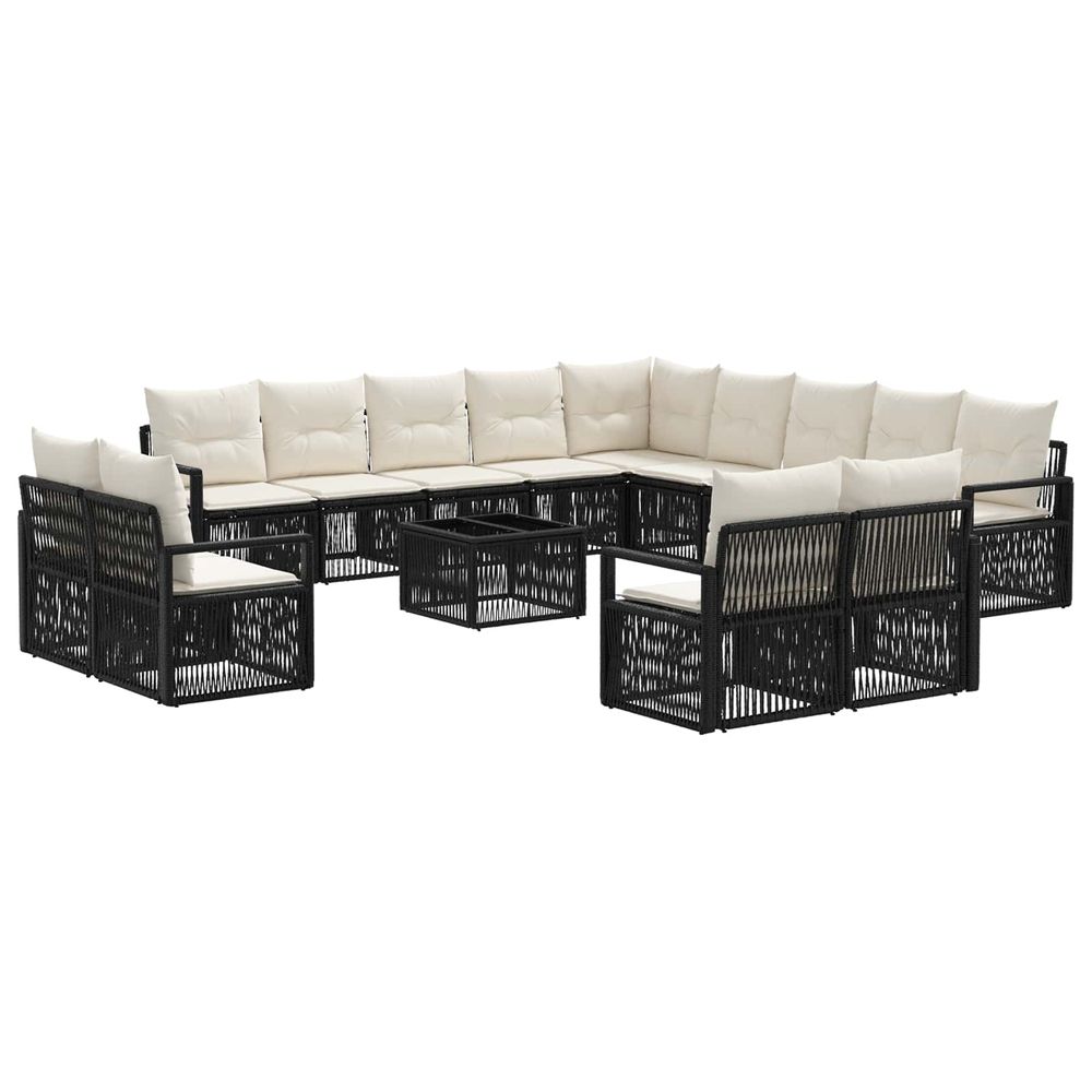 Ensemble de canapé de jardin 14 pc noir polyrotin