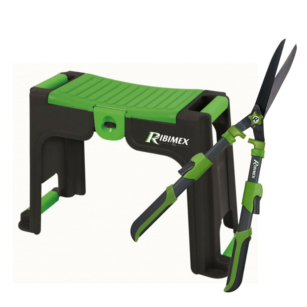 Tabouret de jardin, agenouilloir avec rangement, cisaille à haies ribiland prcht64 - 64 cm manches télescopiques